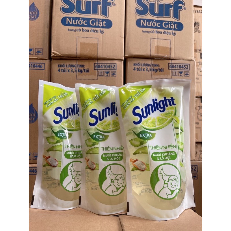 COMBO 3 túi Nước rửa chén túi sunlight thiên nhiên 550g