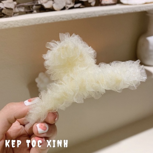 Kẹp tóc cặp tóc càng cua phối ren kiểu dáng thanh lịch nhẹ nhàng nữ tính phong cách Hàn Quốc