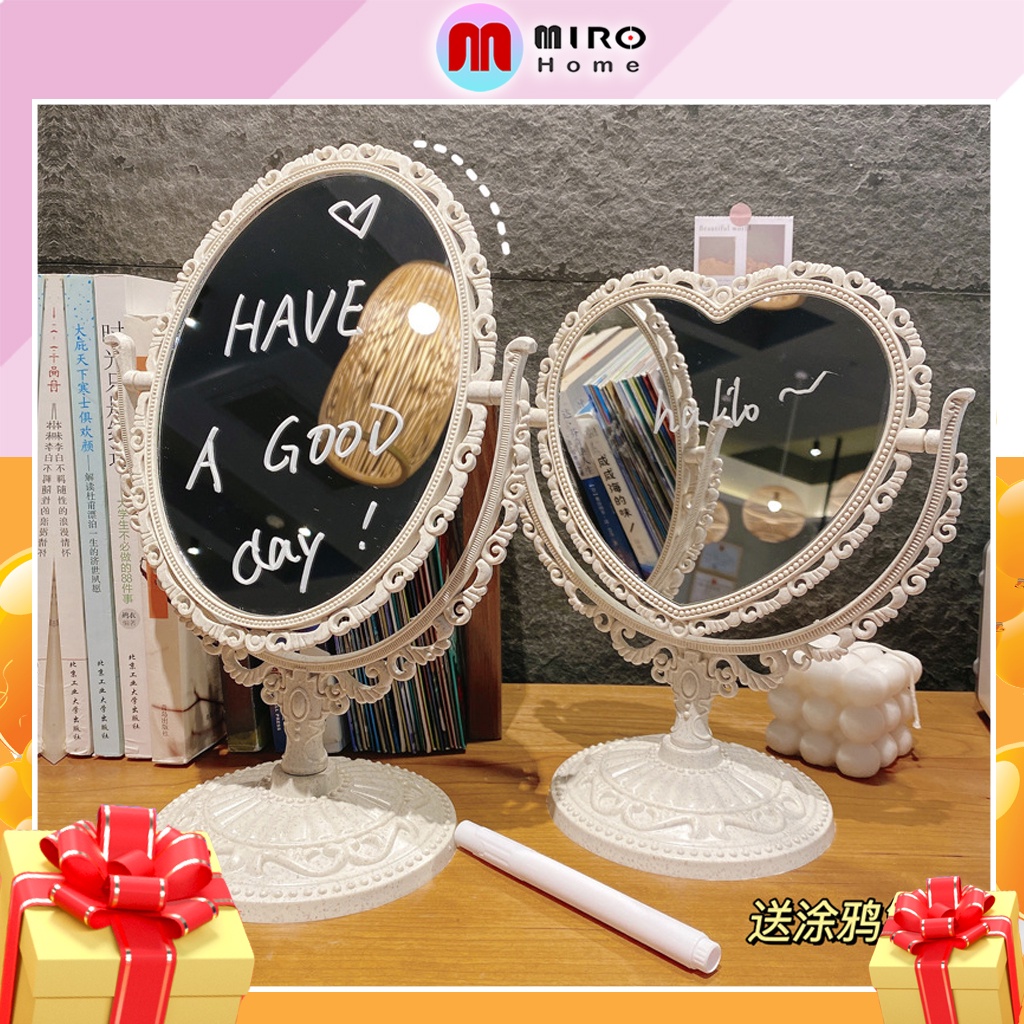 Gương trang điểm công chúa để bàn Vintage 2 mặt MIROHOME