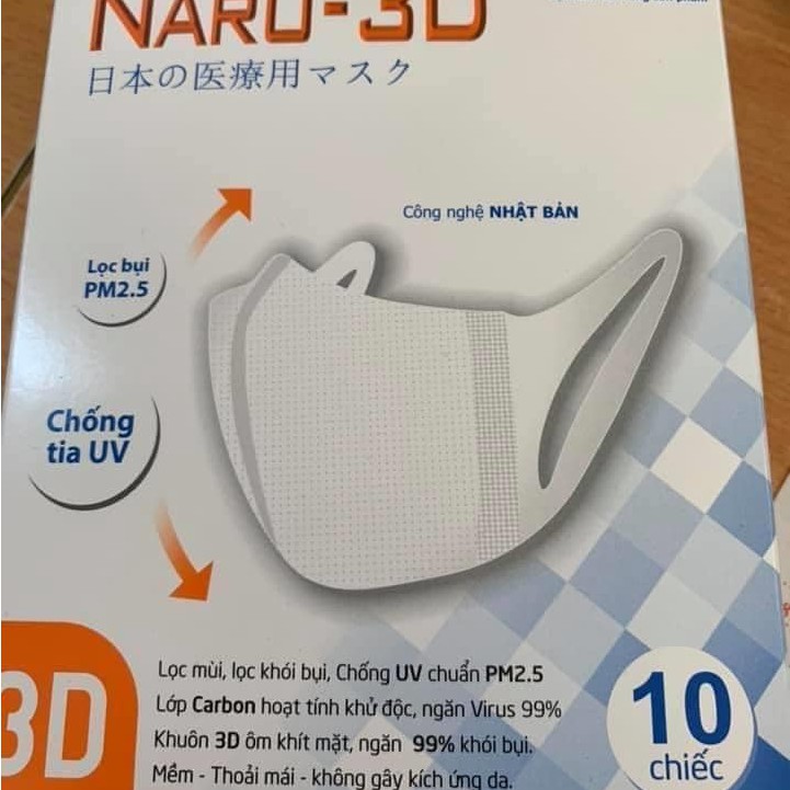 Khẩu Trang Naru 3D Lọc Khói Bụi, Chống Tia UV PM2.5 - Khẩu Trang Người Lớn Ôm Sát Khuôn Mặt_Có Sẵn - Nấm Shop