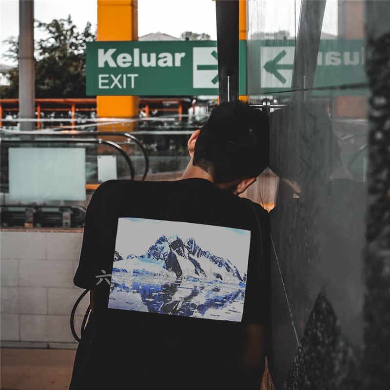 FOG FEAR OF GOD Double Line Short Sleeve ESSENTIALS High Street Tide Glacier Snow Mountain Print Photo T-Shirt
