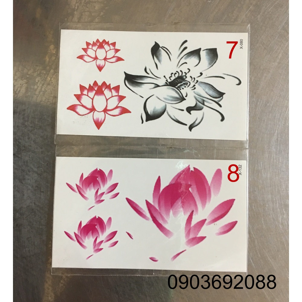 [HCM] Hình xăm dán - tattoo sticker hoa sen 10.5 x 6cm