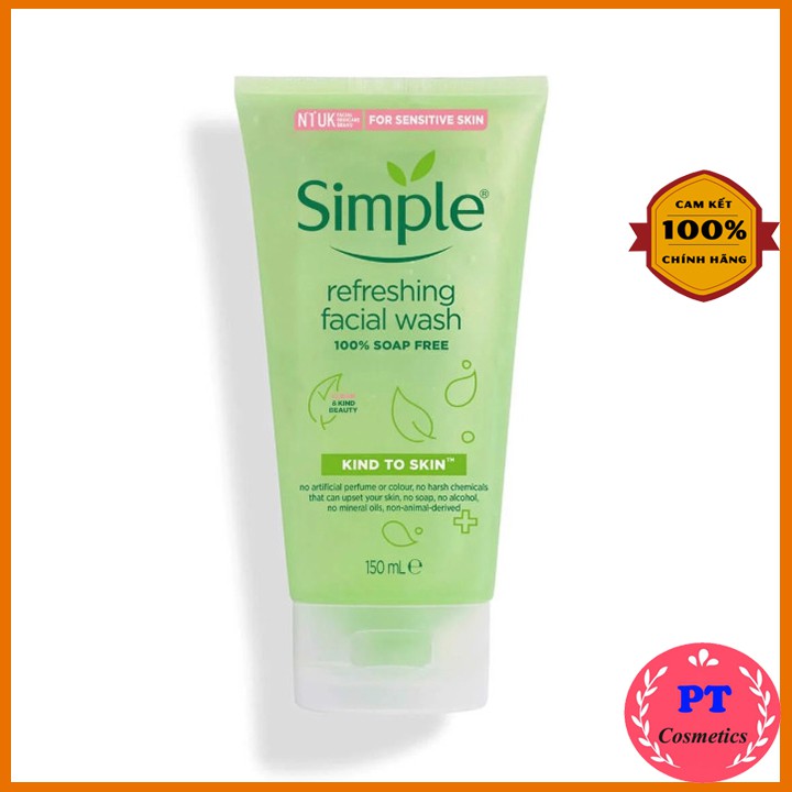 [Chính Hãng] Sữa Rửa Mặt Simple Gel Kind To Skin Refreshing Facial Wash Gel 150ml