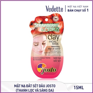 🥦 MẶT NẠ ĐẤT SÉT ĐỎ VÀ DÂU JOSTO 15ml - DƯỠNG TRẮNG & KIỂM SOÁT SỰ BÓNG DẦU - TPM032