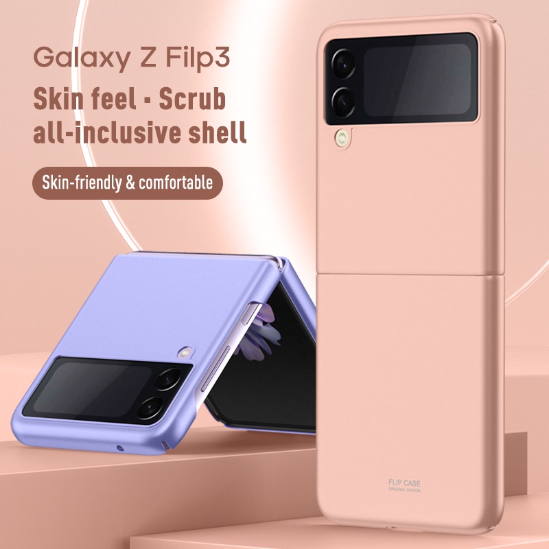 Casing For Samsung Galaxy Z Flip 3 Micro Scrub Macaron Skin Feel Hard Phone Case Cover
