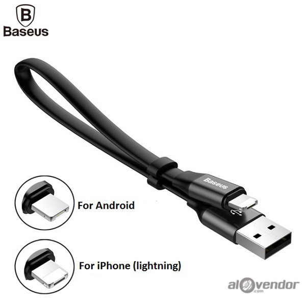 Dây sạc ngắn Baseus 2 trong 1 (Có cả cổng Lightning cho Iphone và Micro USB cho Samsung, Oppo, LG…). Có hỗ trợ sạc nhanh