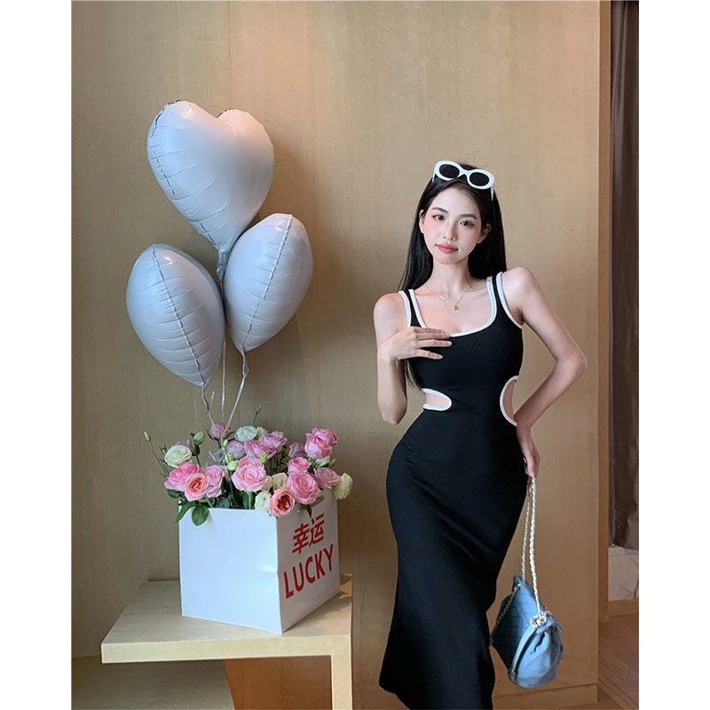 COZOK Đầm Sát Nách Cổ Vuông Quyến Rũ Hợp Thời Trang