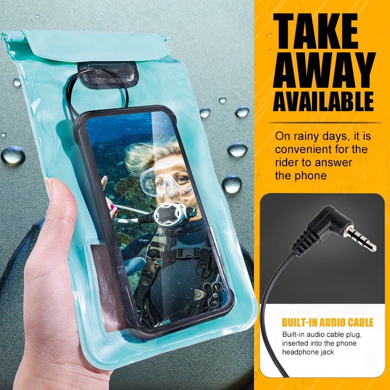 1 Túi Đựng Chống Nước Kèm Dây Đeo Cổ Trong Suốt Có Lỗ Cắm Tai Nghe Cho Hoạt Động Dưới Nước