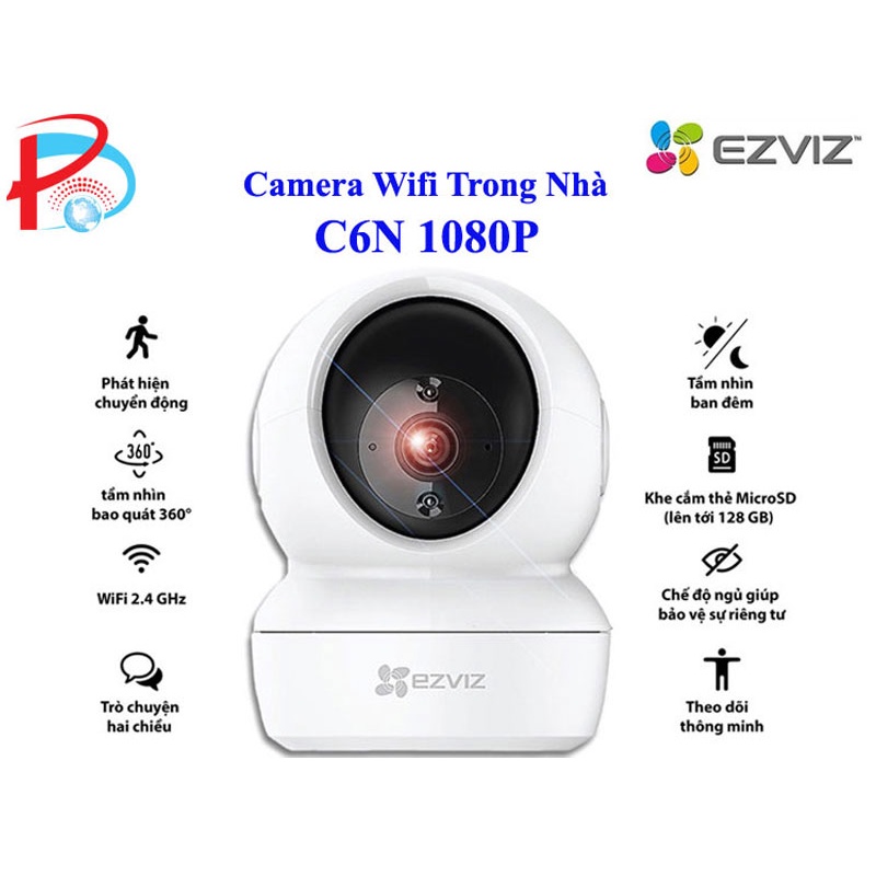 Camera WIFI EZVIZ C6N 1080P Trong nhà, Quay Quét 360 Độ, Đàm Thoại 2 Chiều - Hàng Chính Hãng