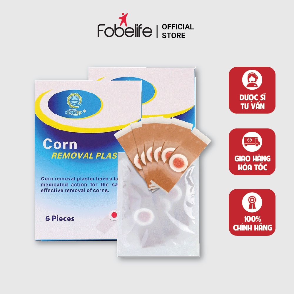 [Mã FMCGMALL -8% đơn 250K] Miếng Dán Mụn Cóc Corn plaster KangDi Fobe - hộp 6 miếng