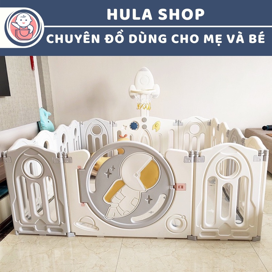 [XẢ KHO - HÀNG MỚI] Quây cũi nhựa bản nâng cấp mới nhất siêu dày hình phi hành gia 9BABY màu xám