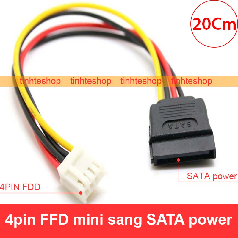 Cáp nguồn mini 4 pin FDD ổ mềm cái sang SATA cái cấp nguồn cho HDD SSD 20Cm