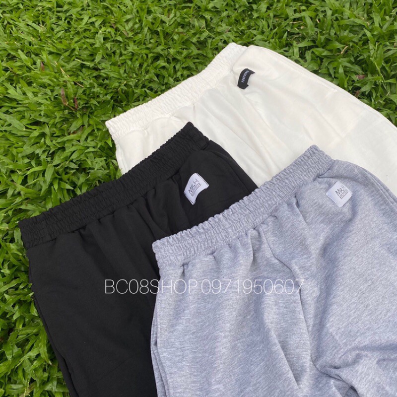 Quần Jogger Màu Trắng Unisex Lưng Cao Chất thun cotton cao cấp có size