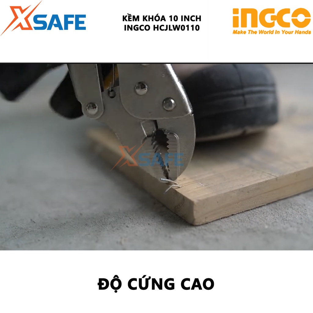 Kìm bấm khóa INGCO HCJLW0110 Kềm bấm chết 10 inch, chất liệu thép Cr-V, mạ Niken - [XSAFE]