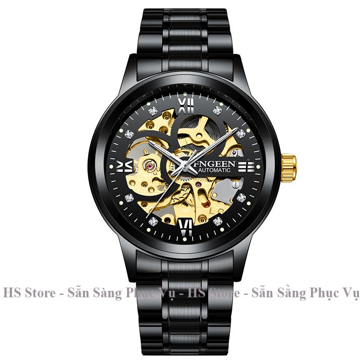 Đồng hồ cơ automatic nam Fngeen 6018 cao cấp cơ lộ máy chính hãng, dây thép , thời trang đẹp giá rẻ