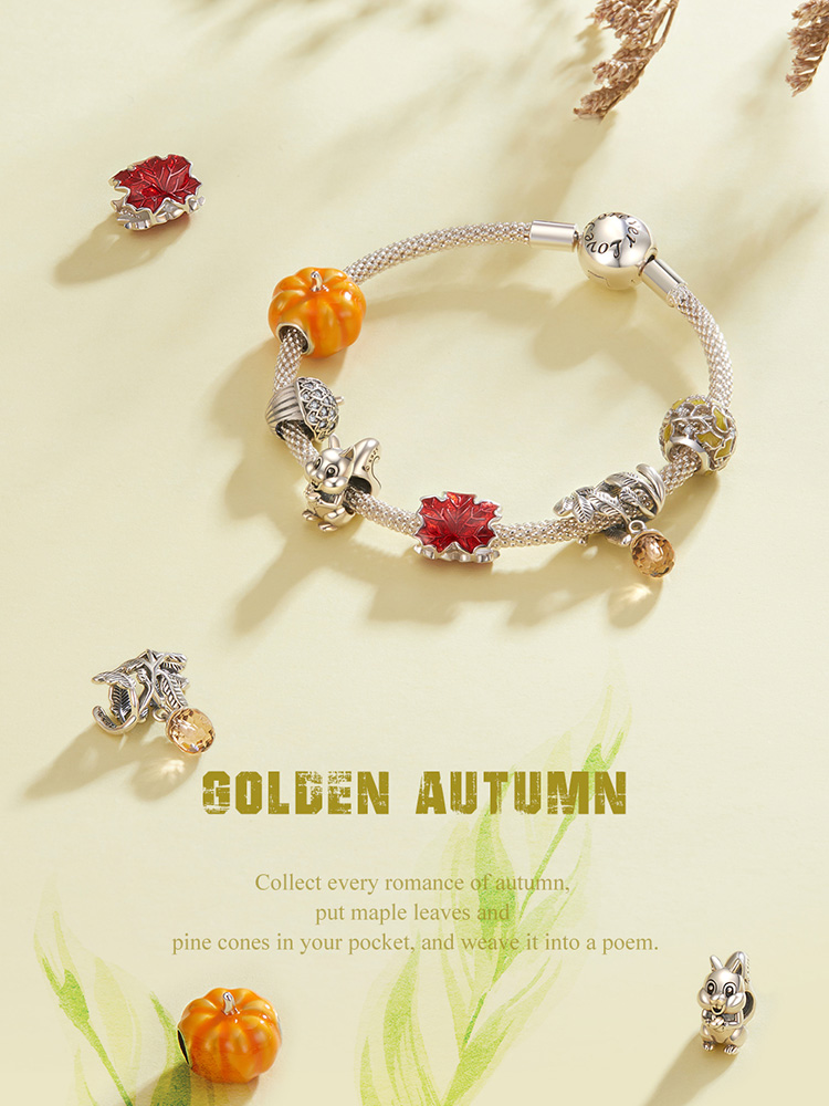 Charm bạc sterling 925 Bamoer BSC336 chính hãng hình quả thông may mắn CZ DIY