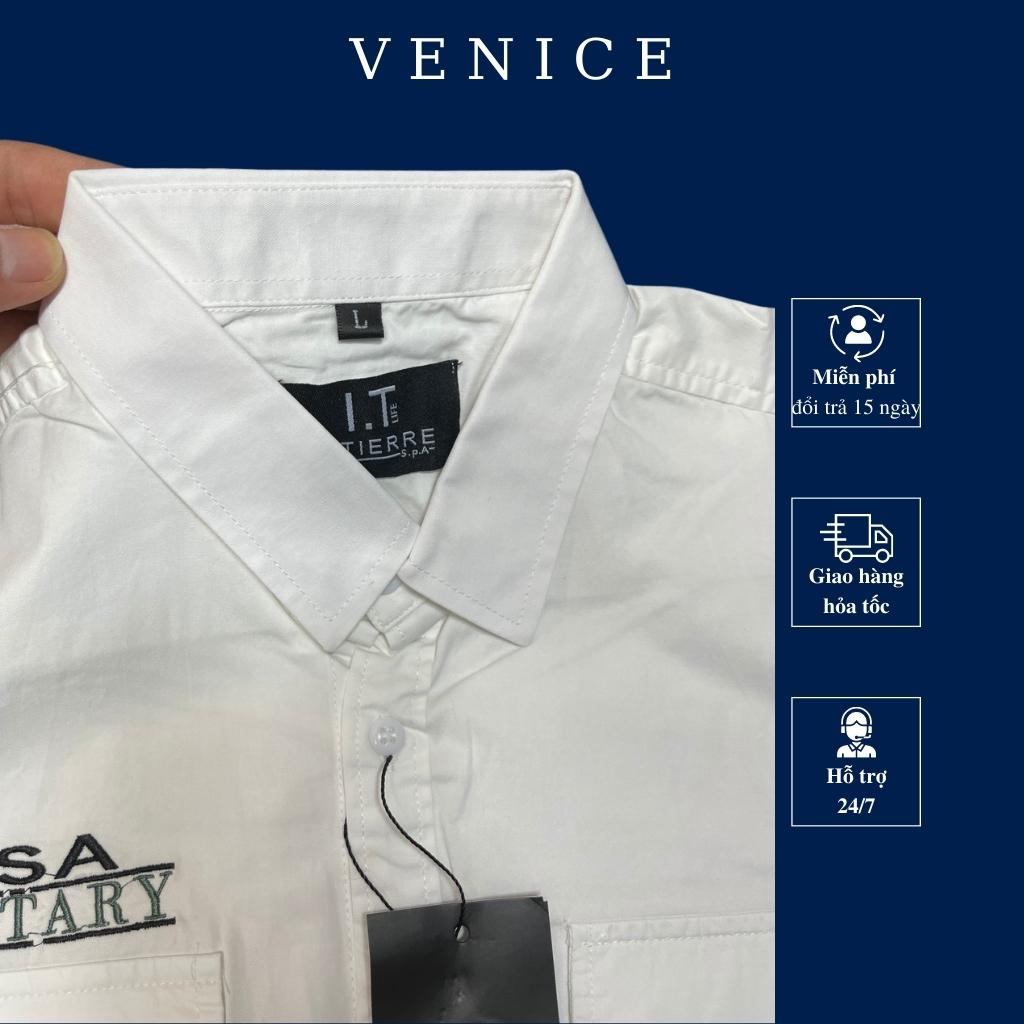 Áo sơ mi nam cao cấp VENICE ngắn tay thời trang, chất Kaki Hàn mềm mịn, thoải mái, năng động.