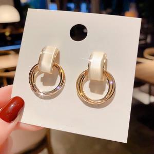 Korean Opal Circle Exaggerated Large Earrings Ins