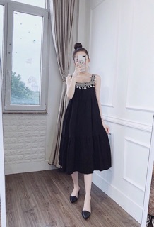 Váy 2 dây thổ cẩm đũi lụa