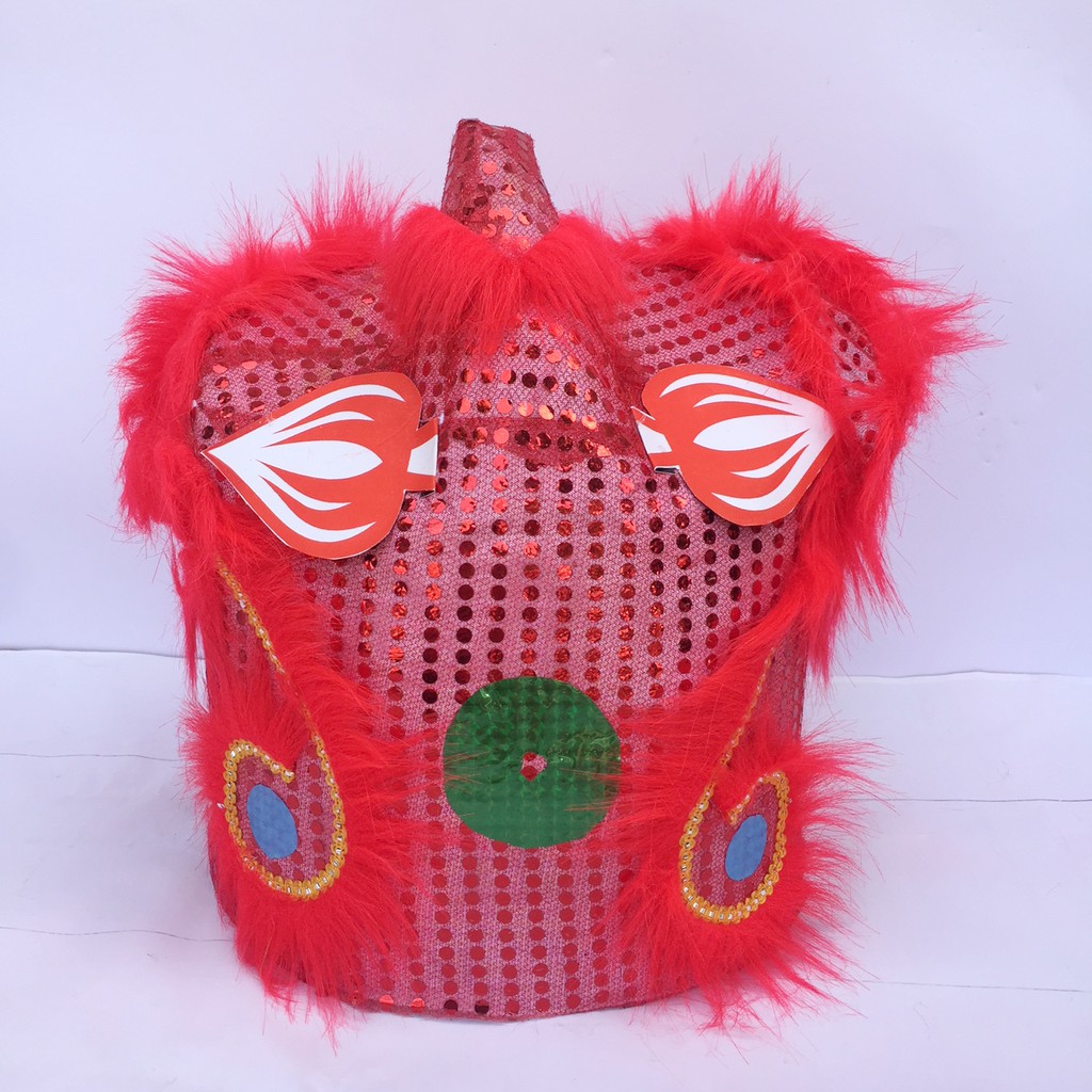 Đầu lân, đầu sư tử Sài Gòn kèm đuôi mắt nháy sáng cho bé chơi Trung Thu 35cm x 29cm x 27cm