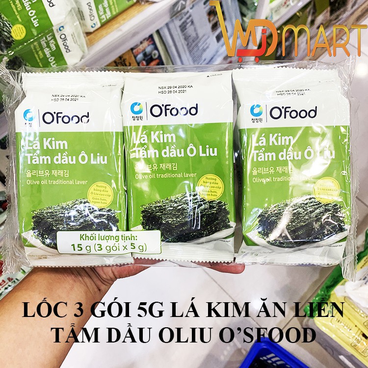 LỐC 3 GÓI 5G LÁ KIM ĂN LIỀN TẨM DẦU OLIU O'SFOOD  Giá tốt