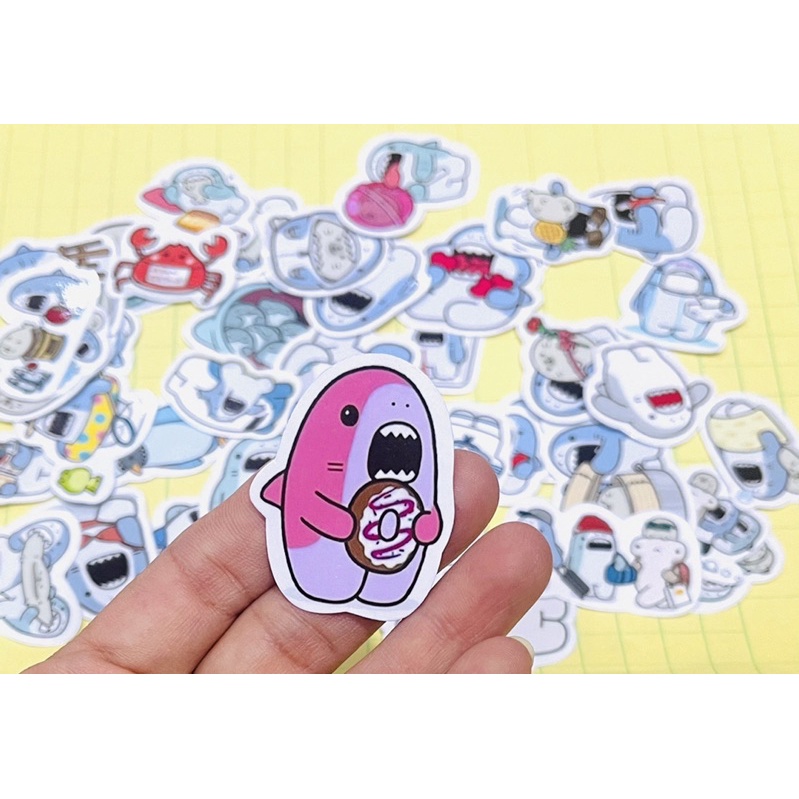 Sticker samezu shark 30-60 cái ép lụa chống xước chống nước/ảnh dán samezu shark