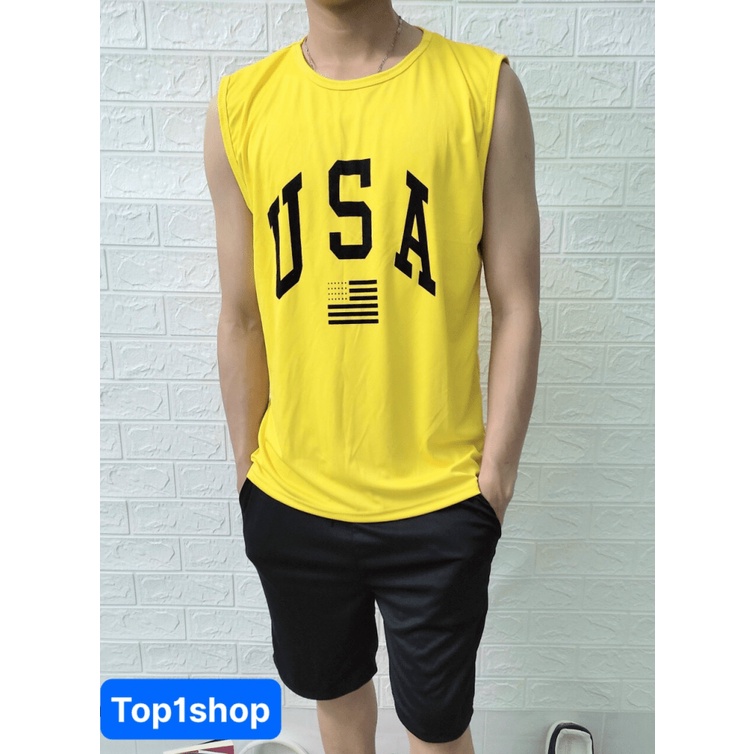 Đồ bộ USA nam sát nách đủ màu chất thun cao cấp