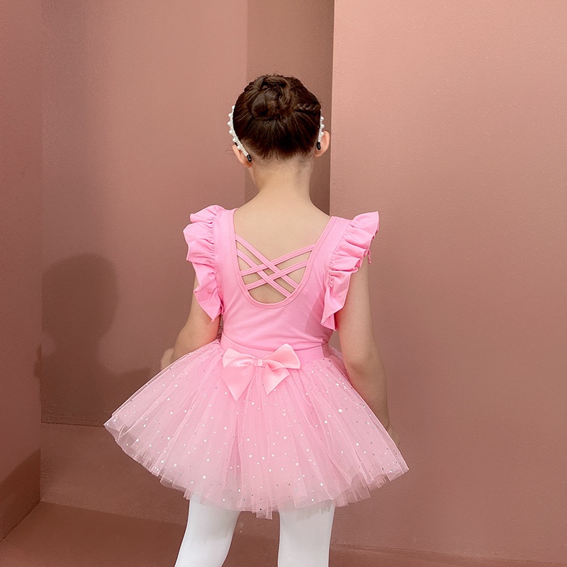 Bộ Trang Phục Múa Chất Liệu Cotton Màu Hồng Xinh Xắn Thời Trang Mùa Hè Dành Cho Bé Gái