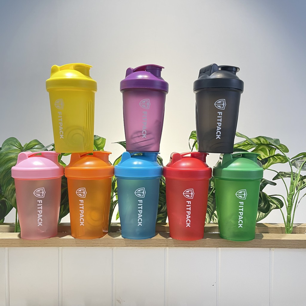 [HỎA TỐC] ️Bình nước Gym Fitpack 8 màu siêu cute, Bình shaker thể thao, tập gym 400ml