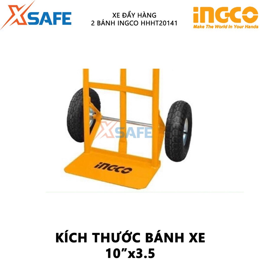 Xe đẩy hàng 2 bánh INGCO HHHT20141 Xe kéo đẩy hàng khả năng tải 200kg, độ dày tấm thép 3.5mm, bánh xe khí nén bền bỉ