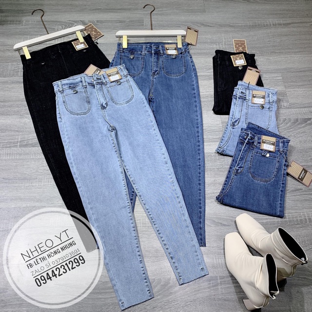 Quần jeans 2 túi cài cúc