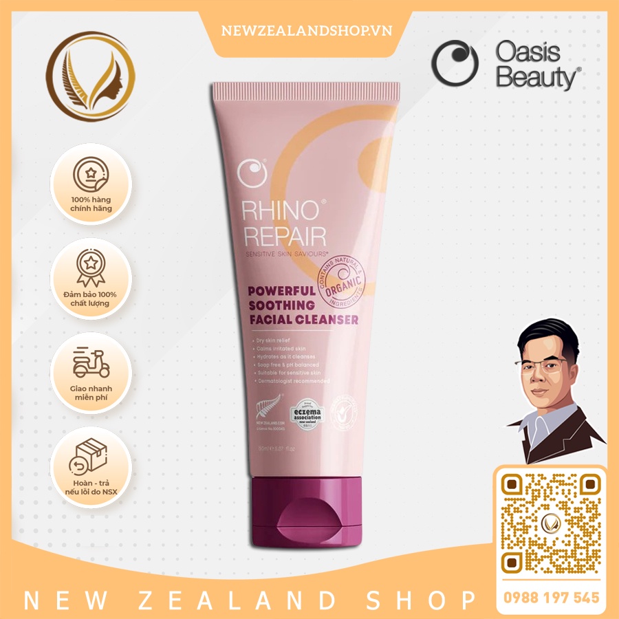 Sữa rửa mặt dưỡng ẩm, phục hồi da Rhino Repair Powerful Soothing Facial Cleanser 150ml