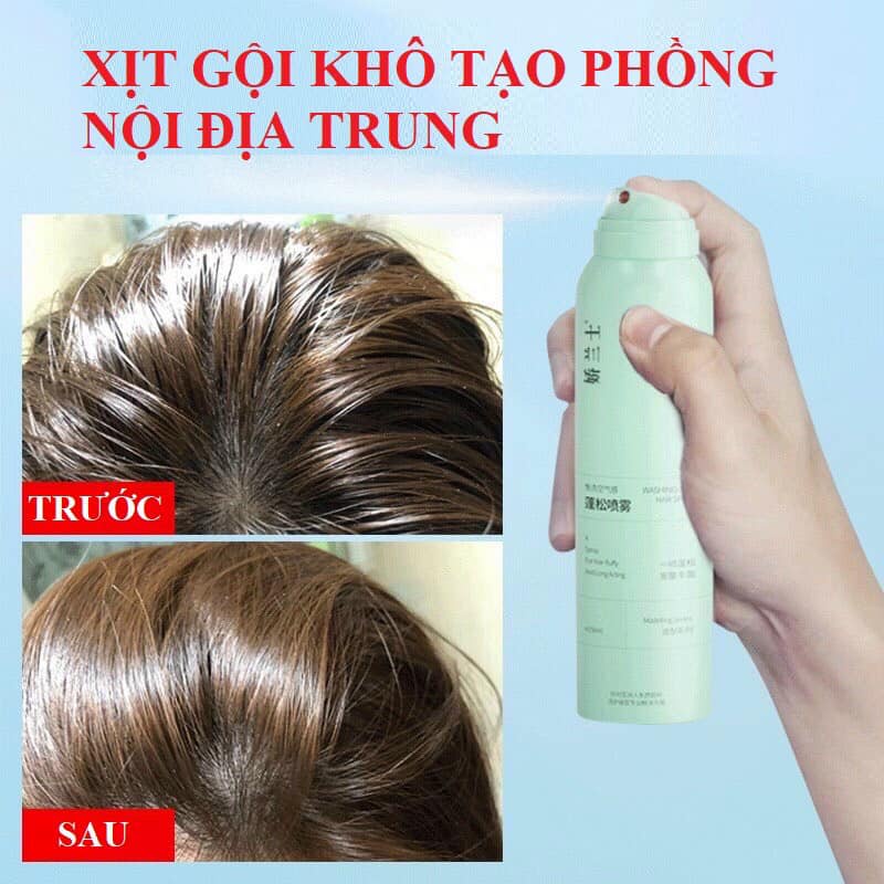 Dầu gội khô dạng xịt không bết tóc giúp làm sạch tạo phồng tóc tự nhiên