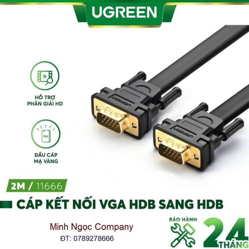 Dây cáp kết nối VGA HDB sang HDB, dạng dẹt dài 2-3m UGREEN VG105 - Hàng Chính Hãng