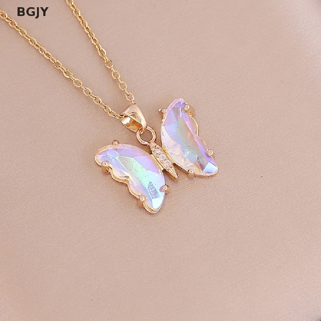 Vòng cổ Mặt Hình Bướm Bằng Thép Không Gỉ Màu Gradient Thời Trang Dành Cho Nữ Mới