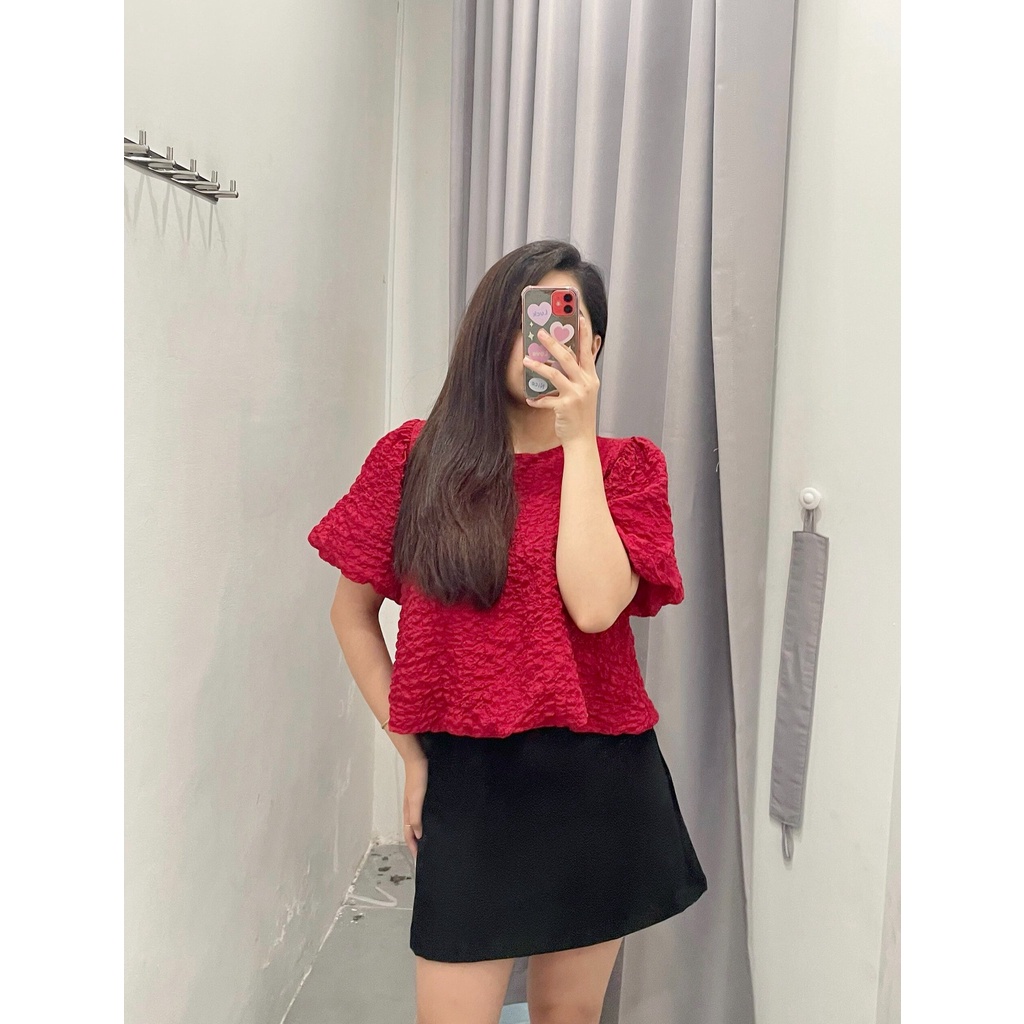Áo tay phồng vải nhún