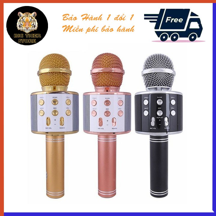 Mic Hát Karaoke Bluetooth WS858 Âm Thanh Hay Hàng Mới