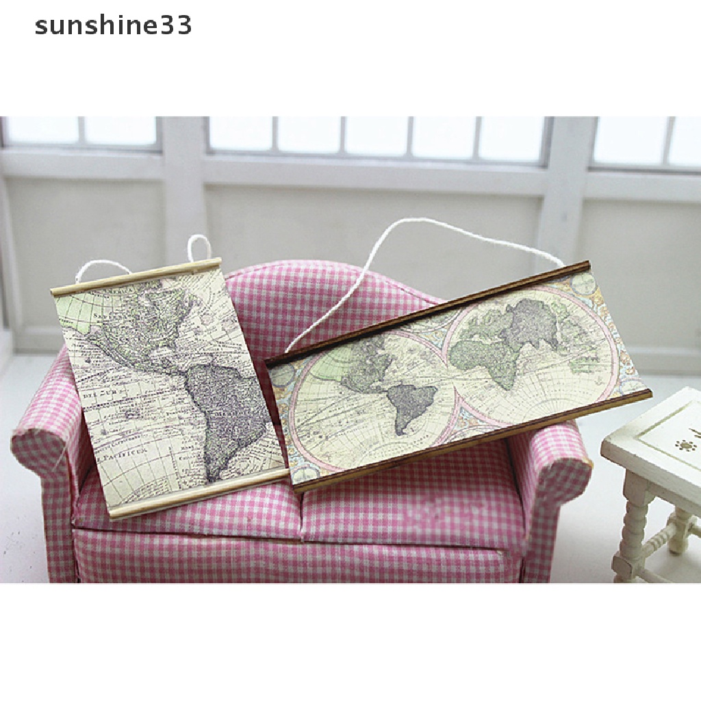 SU 1:12 Dollhouse miniature map living room decoration accessories n