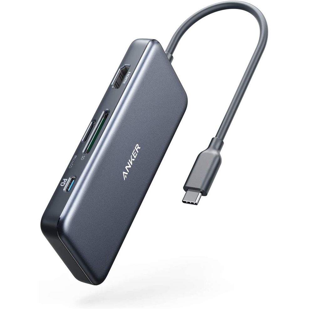 BỘ CHUYỂN/CHIA Anker USB-C 7 TRONG 1, 4K USB-C HDMI, CỔNG SẠC 100W, 2 CỔNG USB-A 5Gbps, ĐỌC THẺ SD &amp; Micro SD, NHẬP MỸ