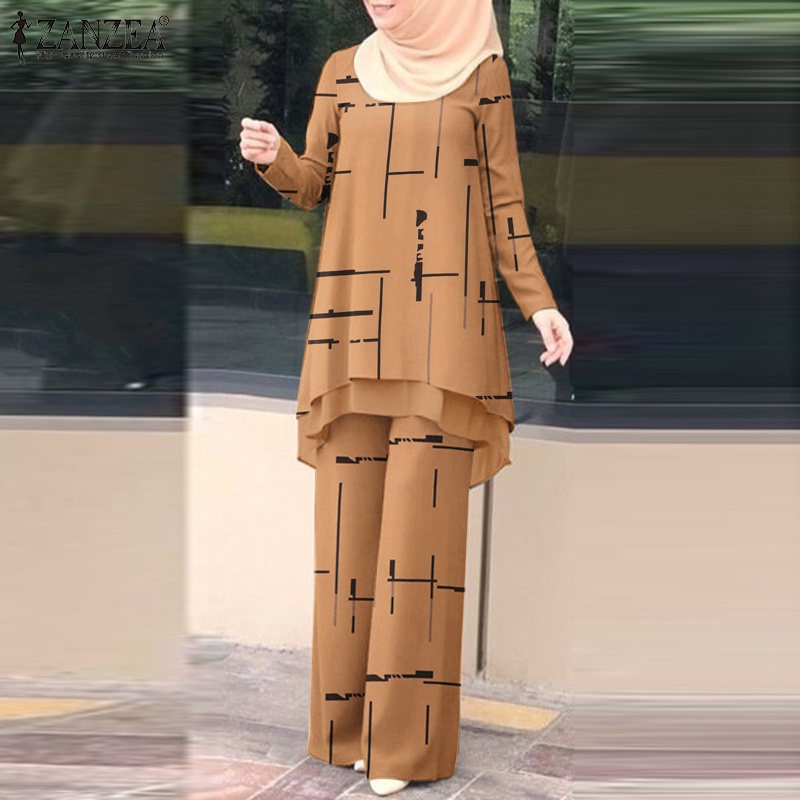 Zanzea Set Đồ Hồi Giáo Hai Lớp Tay Dài Họa Tiết Sọc Thời Trang Dành Cho Nữ