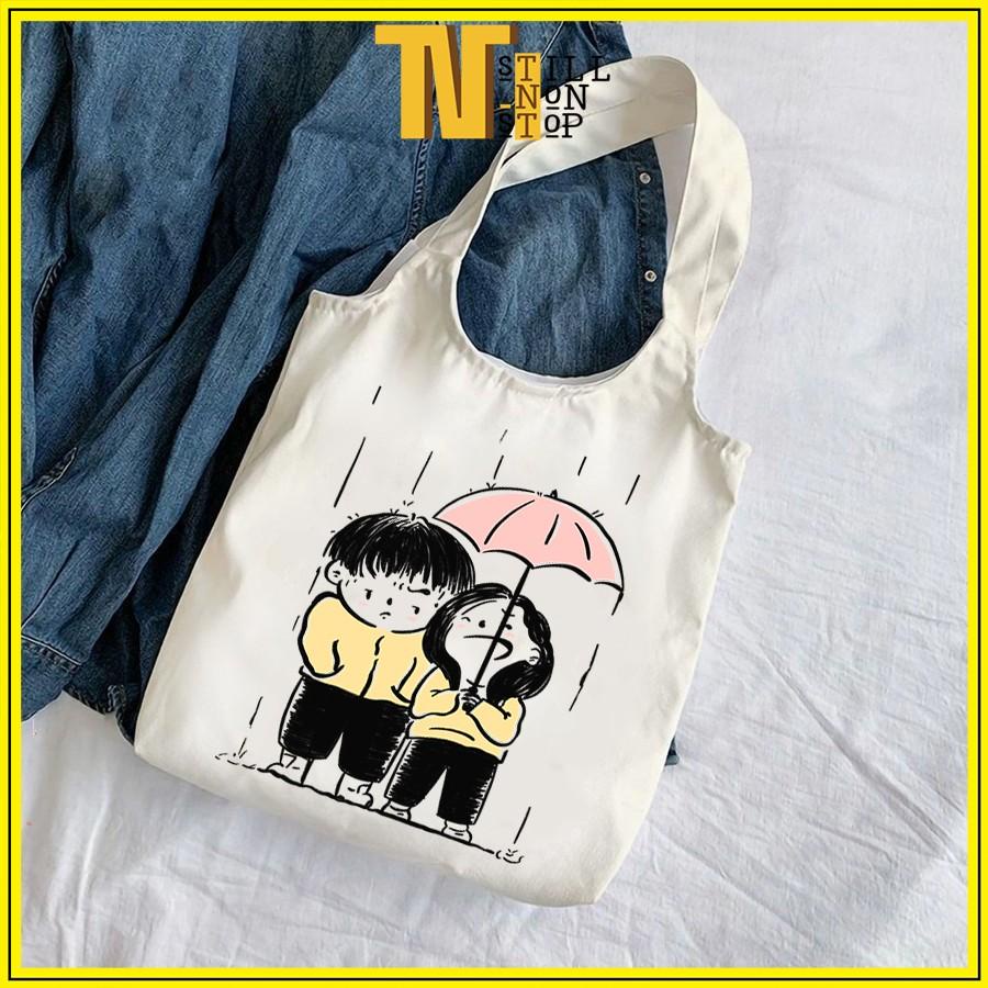 Túi tote đeo vai đeo chéo túi vải canvas giá rẻ đẹp đi học ULZZANG XUONGMAITNT N15