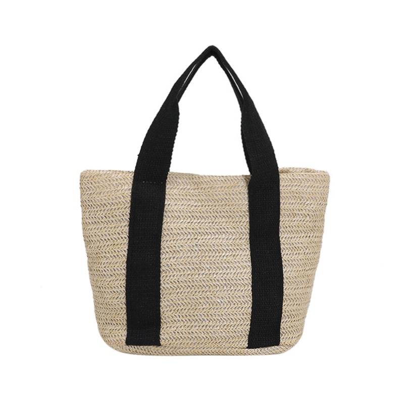 Túi Xách Đan Rơm Thủ Công Màu Trơn Cho Các Hoạt Động Ngoài Trời