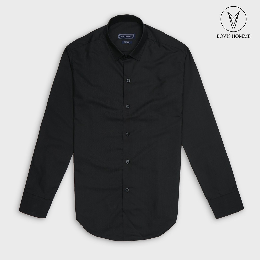 Áo sơ mi nam Bovis Homme tay dài SD003, màu đen, Form slim, chất liệu modal, mặt vải mềm mượt, thoáng mát, chống nhăn | BigBuy360 - bigbuy360.vn