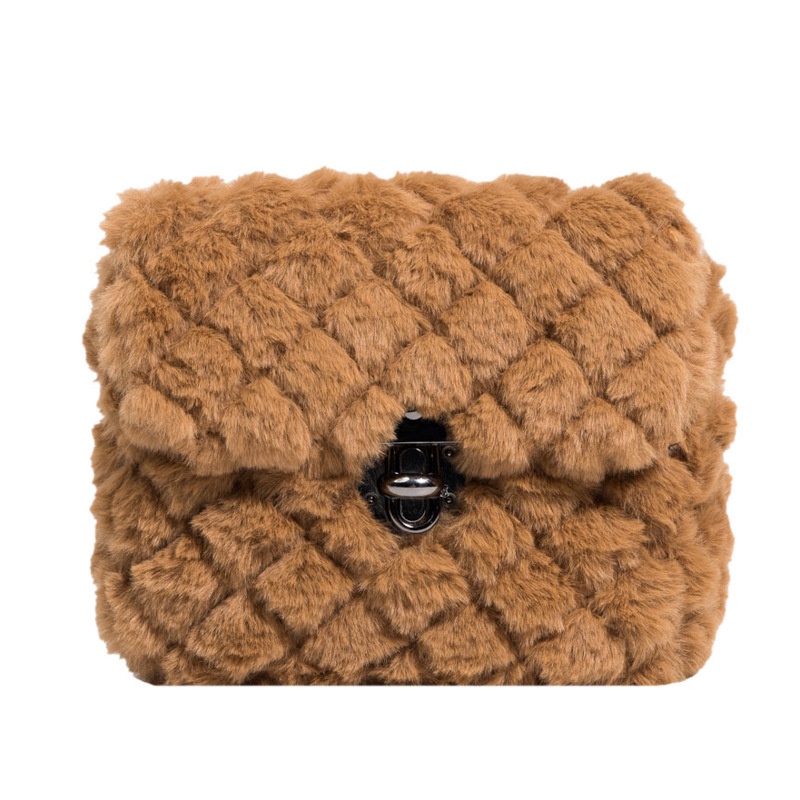 Túi đeo chéo IELGY phủ vải lông thời trang đơn giản dành cho nữ