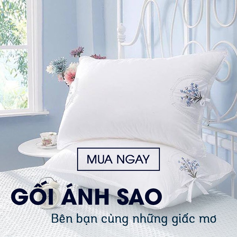 Cặp Gối Hơi cao cấp Ánh Sao 40 x 60 cm / 50 x 70 cm mềm mại, có khóa kéo tiện lợi