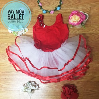 Váy múa ballet ba lỗ hoa đỏ (có sỉ từ 5c)