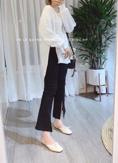 Quần ống loe xẻ trước