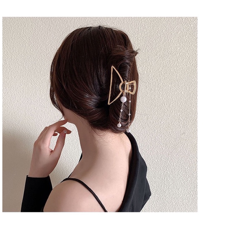 Kẹp tóc kim loại tua rua sau đầu màu vàng kẹp tóc xinh xắn dễ thương phonh cách Hàn Quốc