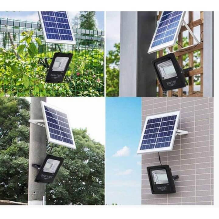 Đèn đường năng lượng mặt trời 100w cảm biến tự động sáng 245 Led, đèn pha năng lượng mặt trời có điều khiển IP67