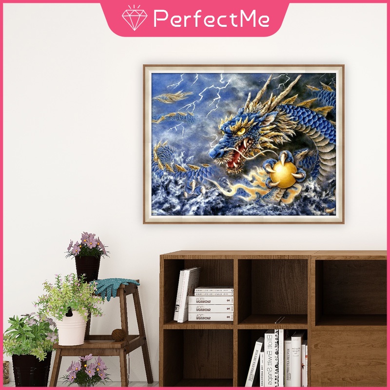 Bộ Tranh Đính Đá 5D Tự Làm Hình Rồng 50x40cm Trang Trí Nhà Cửa